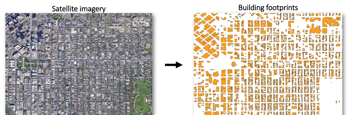 Satellite imagery of Denver converted to building footprints